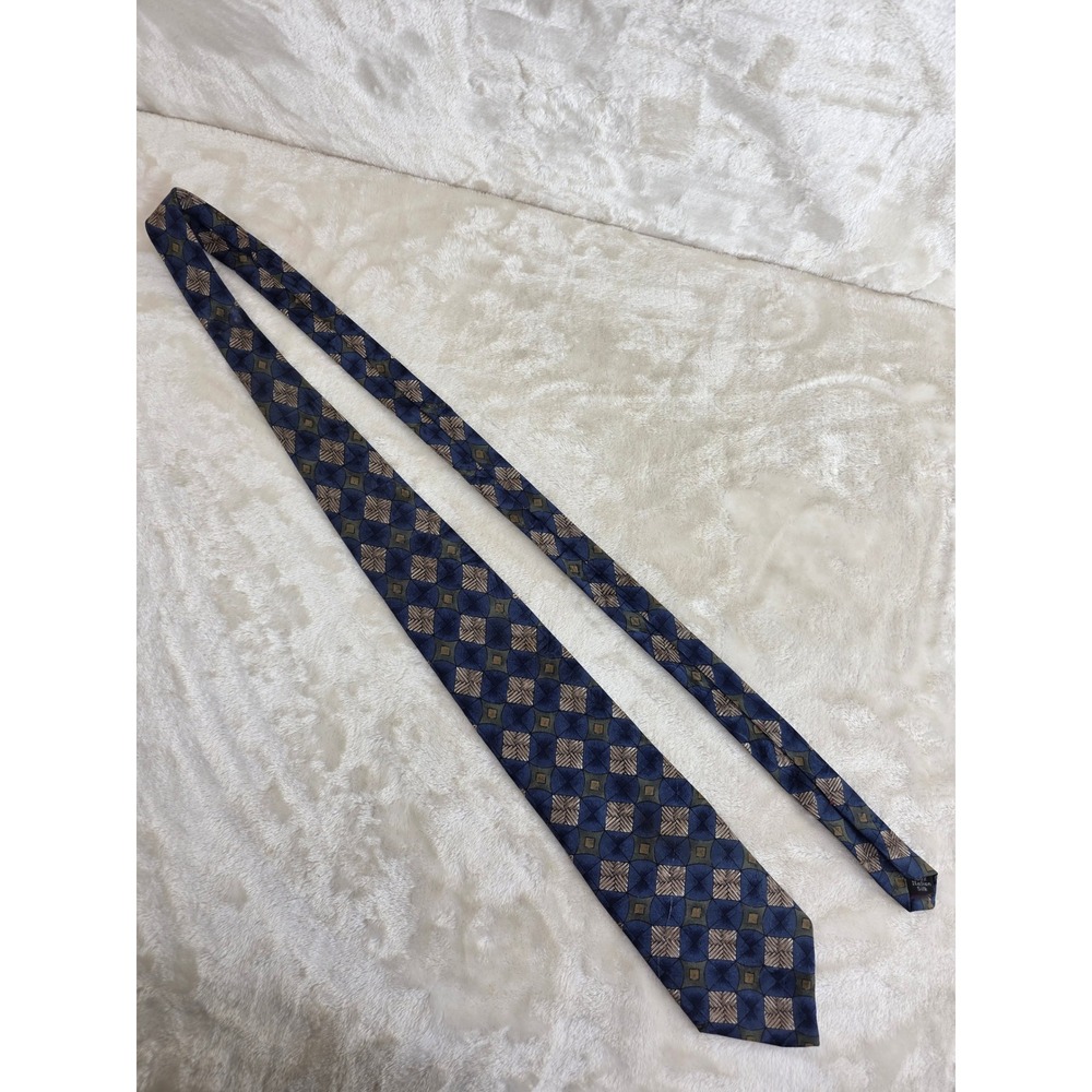 Zylos George Machado Mens Silk Tie Blue Green Geometric Made in USA‎ Necktie
